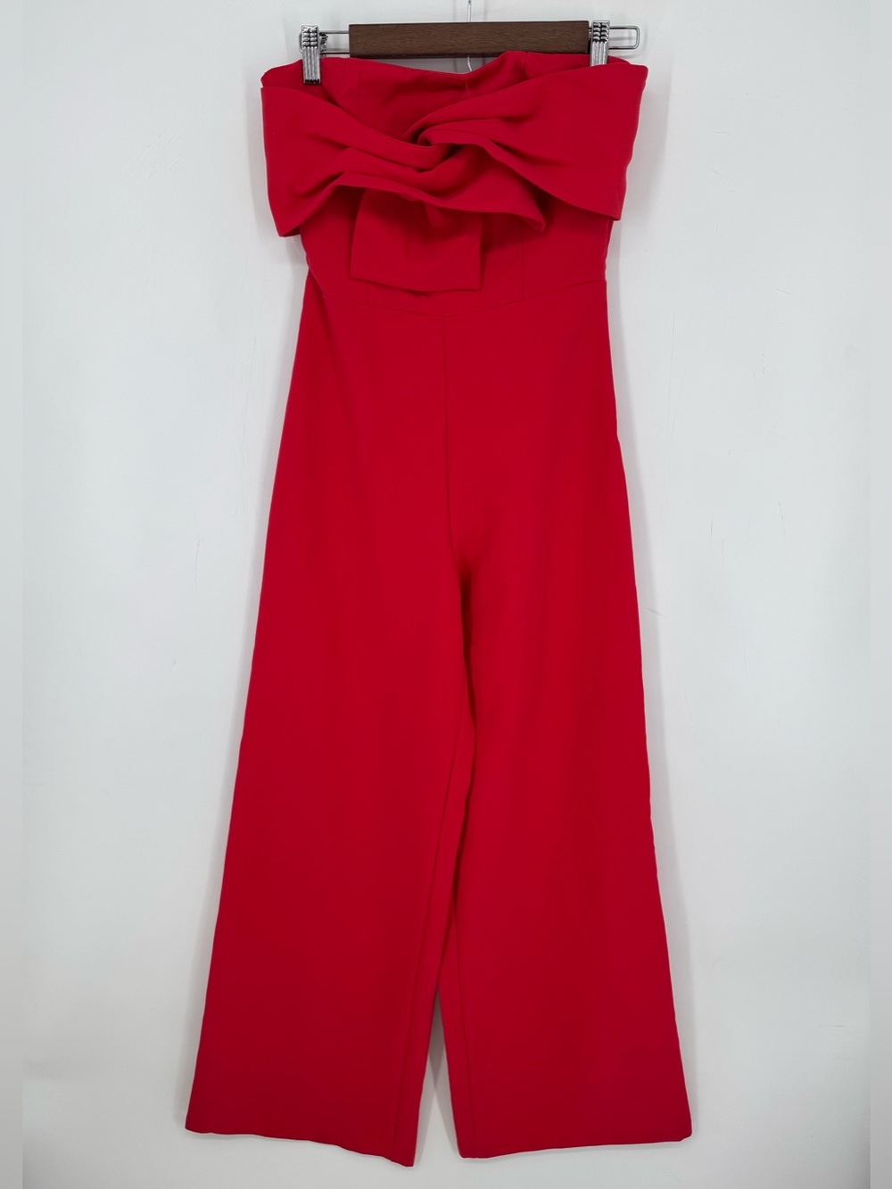DO+BE Red Bow Strapless Jumpsuit Wide Leg Cocktail Holiday Party Size Small - Picture 2 of 13